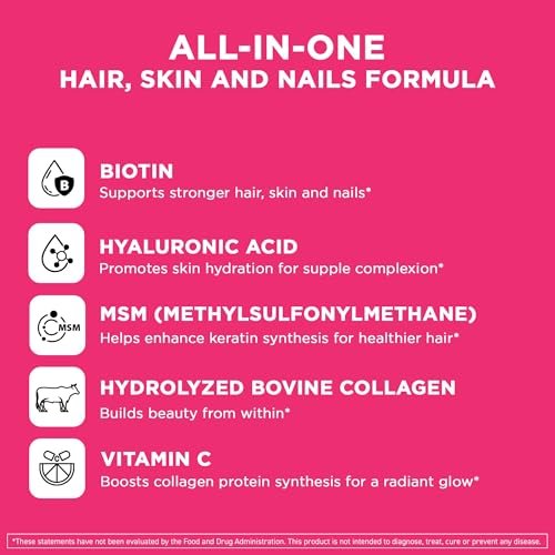 Vital Vitamins Biotin-Komplex Kapseln – mit Hyaluronsäure, MSM, Kollagen & Vitamin C – Nahrungsergänzungsmittel für Haar, Haut & Nägel – 60 Kapseln