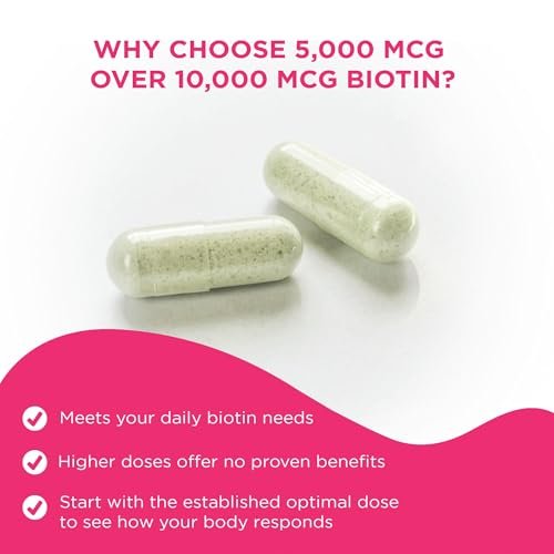 Vital Vitamins Biotin-Komplex Kapseln – mit Hyaluronsäure, MSM, Kollagen & Vitamin C – Nahrungsergänzungsmittel für Haar, Haut & Nägel – 60 Kapseln