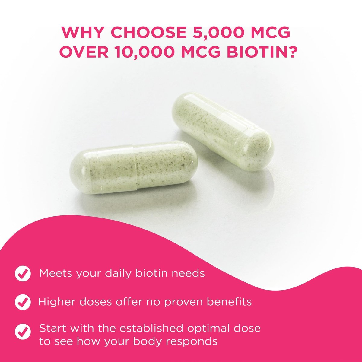 Vital Vitamins Biotin-Komplex Kapseln – mit Hyaluronsäure, MSM, Kollagen & Vitamin C – Nahrungsergänzungsmittel für Haar, Haut & Nägel – 60 Kapseln