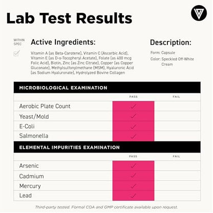 Vital Vitamins Biotin-Komplex Kapseln – mit Hyaluronsäure, MSM, Kollagen & Vitamin C – Nahrungsergänzungsmittel für Haar, Haut & Nägel – 60 Kapseln