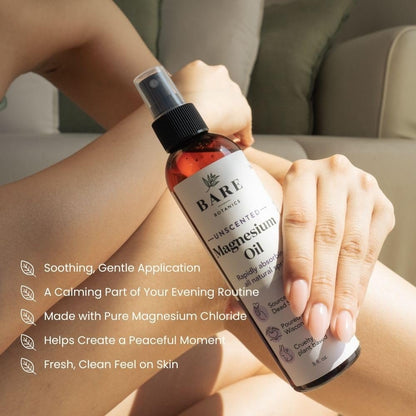 Bare Botanics Magnesiumöl Spray 4oz Ungiftig | Topisches Magnesiumchlorid-Mist aus dem Toten Meer | Handgefertigt in Madison, WI