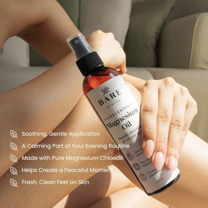 Bare Botanics Magnesiumöl Spray 4oz Ungiftig | Topisches Magnesiumchlorid-Mist aus dem Toten Meer | Handgefertigt in Madison, WI