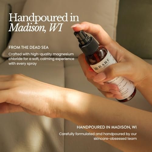 Bare Botanics Magnesiumöl Spray 4oz Ungiftig | Topisches Magnesiumchlorid-Mist aus dem Toten Meer | Handgefertigt in Madison, WI