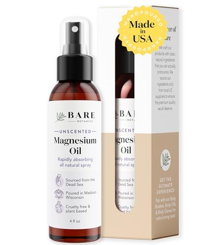 Bare Botanics Magnesiumöl Spray 4oz Ungiftig | Topisches Magnesiumchlorid-Mist aus dem Toten Meer | Handgefertigt in Madison, WI