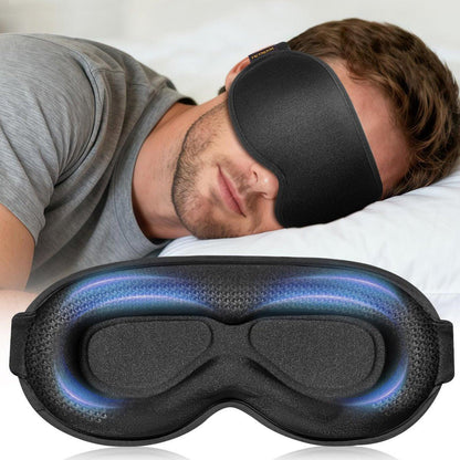 Gewichtete Schlafmaske für Männer mit 3D-Kontur, Null Augenbelastung, Wimpernfreundliche Vertiefungen, Verstellbarer Gleitverschluss, Büro-Nickerchen & Geschäftsreise-Unverzichtbar, Entspannungsgeschenk für Ihn (Schwarz)