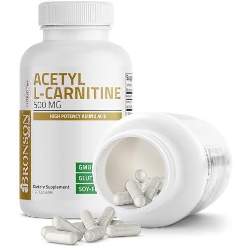 Bronson Acetyl-L-Carnitin 500 mg Hochpotenz Aminosäure - Non-GMO, 120 Kapseln