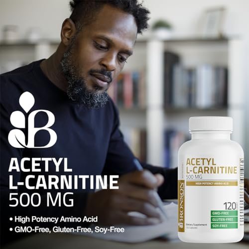 Bronson Acetyl-L-Carnitin 500 mg Hochpotenz Aminosäure - Non-GMO, 120 Kapseln