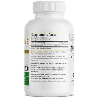 Bronson Acetyl-L-Carnitin 500 mg Hochpotenz Aminosäure - Non-GMO, 120 Kapseln