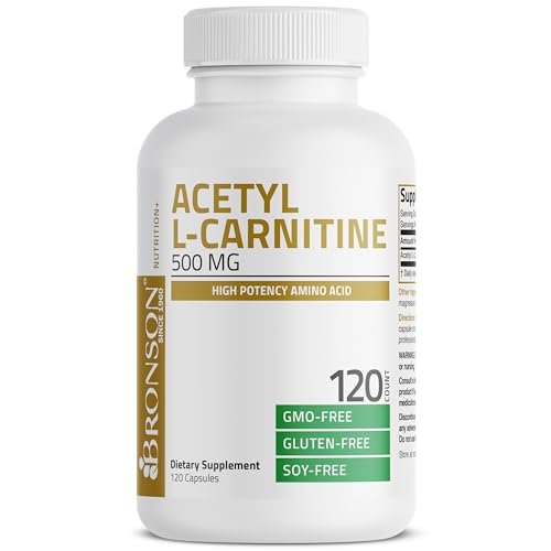 Bronson Acetyl-L-Carnitin 500 mg Hochpotenz Aminosäure - Non-GMO, 120 Kapseln