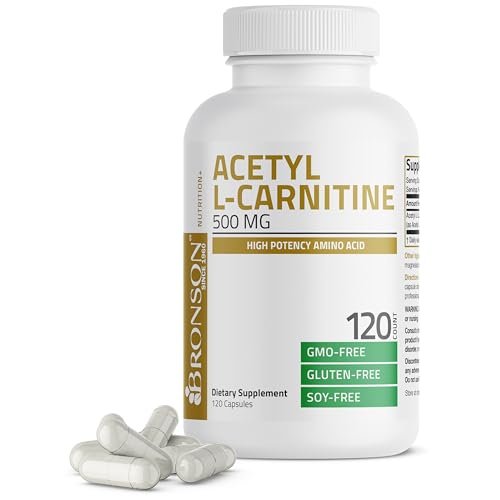 Bronson Acetyl-L-Carnitin 500 mg Hochpotenz Aminosäure - Non-GMO, 120 Kapseln