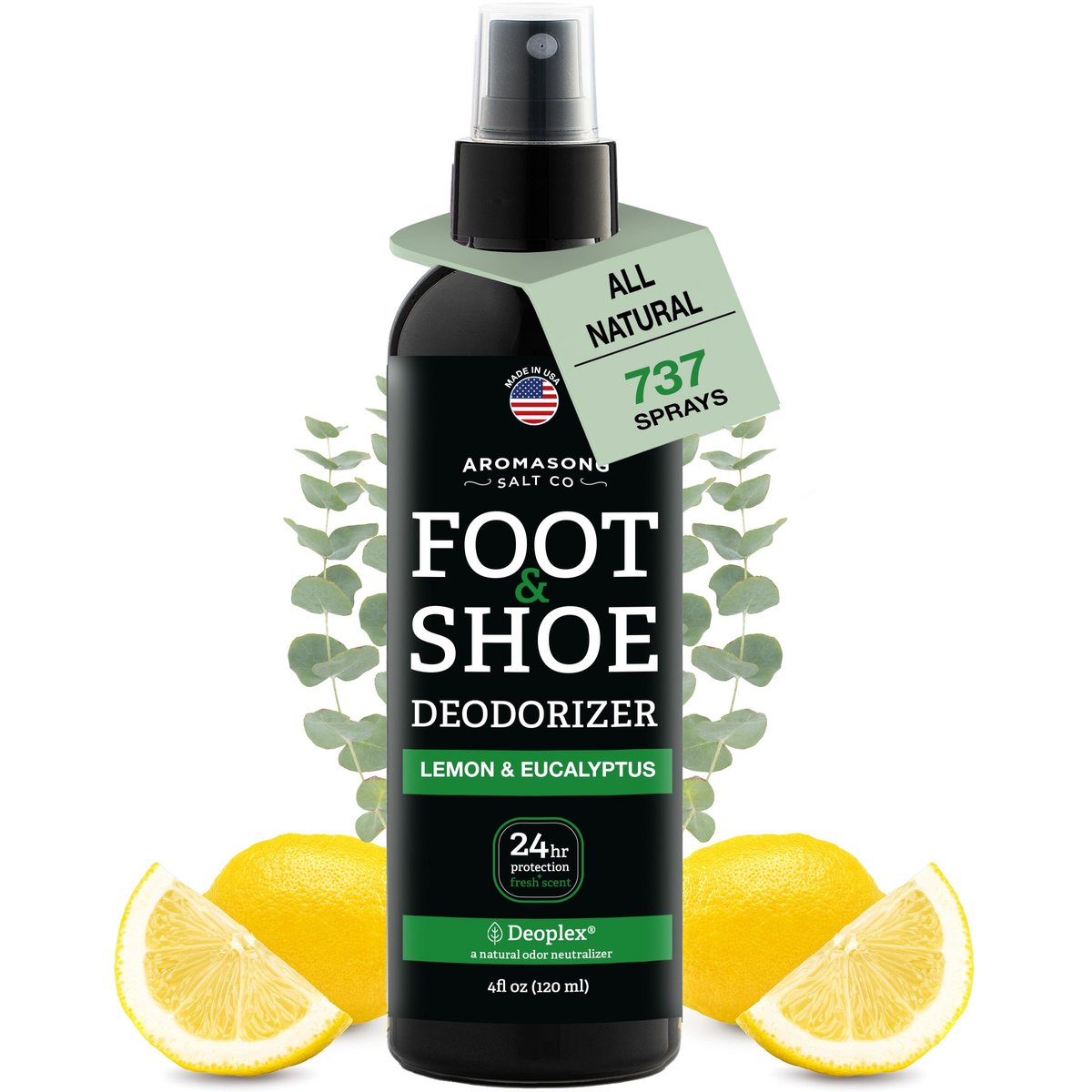 Aromasong Natürlicher Schuhdeodorant & Fußspray – 24-Stunden-Frische, Geruchsentferner für Schuhe & Füße, Extra stark, Erfrischender Duft, 118 ml