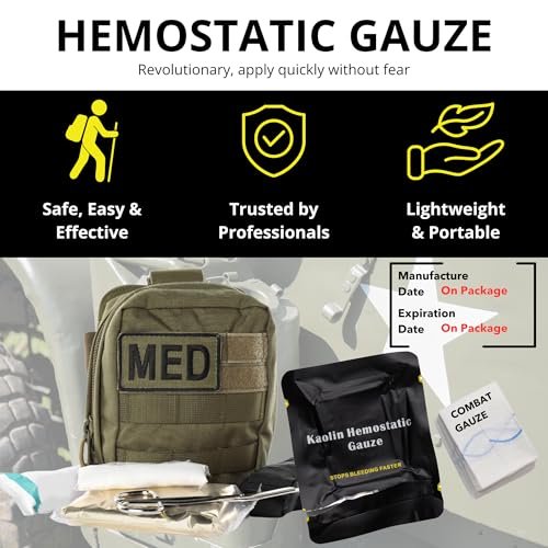 Charter Tactical First Aid Advanced Quick Clot Combat Gauze – Flexible Hämostatische Gaze zur schnellen Blutstillung – Wundpackung für Überlebensausrüstung (1er-Pack)