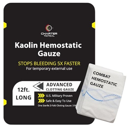 Charter Tactical First Aid Advanced Quick Clot Combat Gauze – Flexible Hämostatische Gaze zur schnellen Blutstillung – Wundpackung für Überlebensausrüstung (1er-Pack)