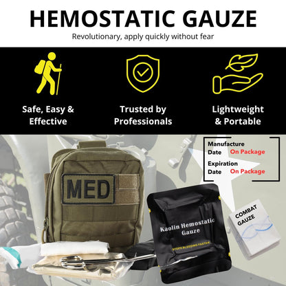 Charter Tactical First Aid Advanced Quick Clot Combat Gauze – Flexible Hämostatische Gaze zur schnellen Blutstillung – Wundpackung für Überlebensausrüstung (1er-Pack)