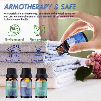 Wecona Ätherische Öle für die Wäsche – 100% reine Aromaöle für Diffuser und Zuhause, 6x10 ml (Clean) – Aromatherapie-Öle für Luftbefeuchter, Wolltrocknerbälle, saubere Wäsche