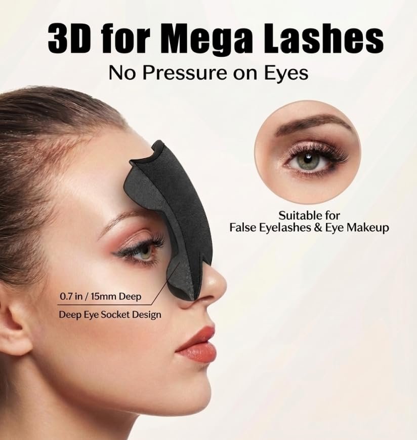 Gewichtete Schlafmaske 2er-Pack: Sanfter Druck, 3D-Kontur-Cups, Null Augendruck – Memory-Schaum-Reisemaske für Wimpernverlängerungen, Schwarz & Lila