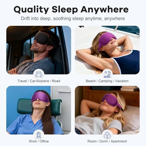 Gewichts-Augenmaske zum Schlafen 2er-Pack: Sanfter Druck, Blackout-Schlafmaske mit 3D-Konturkuppen, Null Augendruck für Wimpernverlängerungen, Memory-Schaum-Reisemaske, Schwarz Pink