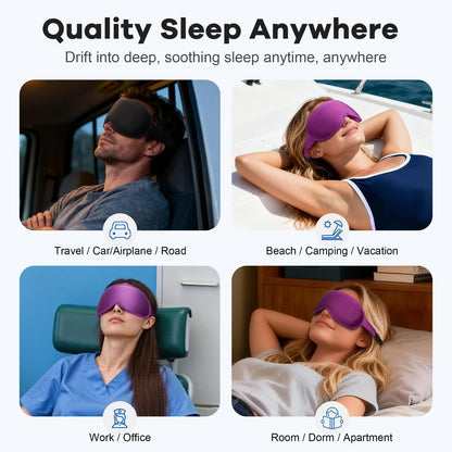 Gewichtete Schlafmaske 2er-Pack: Sanfter Druck, 3D-Kontur-Cups, Null Augendruck – Memory-Schaum-Reisemaske für Wimpernverlängerungen, Schwarz & Lila