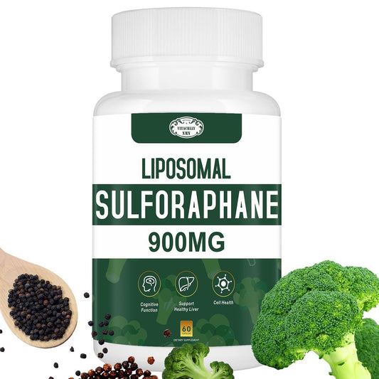 900 mg Liposomales Sulforaphan Präparat Brokkoli Extrakt – Antioxidans, Leberunterstützung, Verdauung, Zellgesundheit – 60 Kapseln