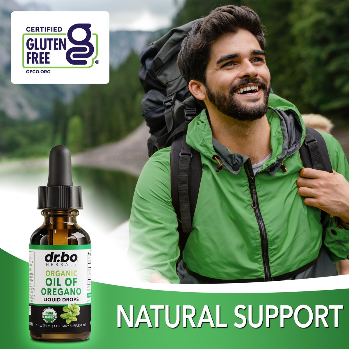 DR. BO Bio Oregano Öl Organische Tropfen - 6 Monate Vorrat, 30 ml - Vegane, Nicht-GMO Kräutertinktur zur Unterstützung von Immunsystem, Verdauung und Entgiftung