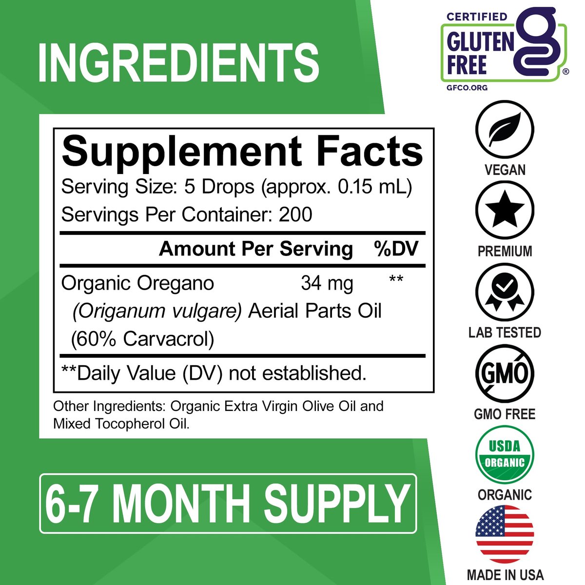 DR. BO Bio Oregano Öl Organische Tropfen - 6 Monate Vorrat, 30 ml - Vegane, Nicht-GMO Kräutertinktur zur Unterstützung von Immunsystem, Verdauung und Entgiftung