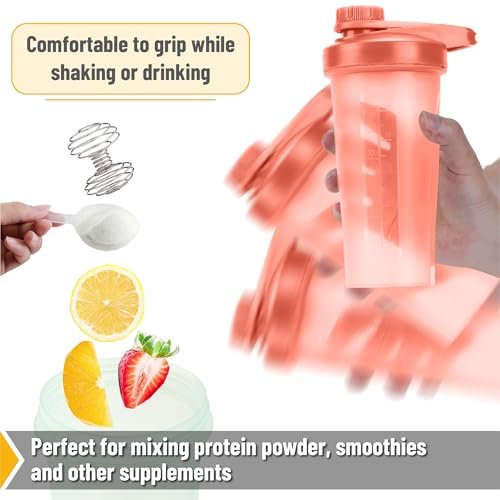 Mr. Pen Shaker-Flasche für Proteinshakes mit Drehverschluss, 28 oz, Korallenrosa, mit Drahtkugel