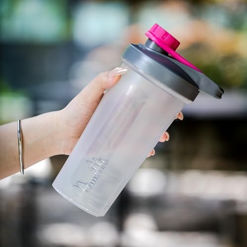 Mr. Pen Shaker Bottles für Proteinshakes - 28 oz, Grau & Pink Protein Shaker mit Schneebesen-Kugel