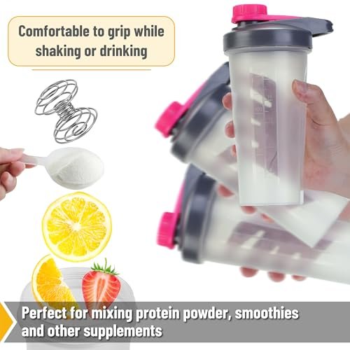 Mr. Pen Shaker Bottles für Proteinshakes - 28 oz, Grau & Pink Protein Shaker mit Schneebesen-Kugel