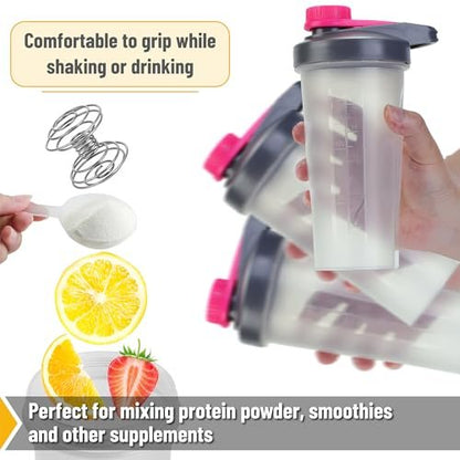 Mr. Pen Shaker Bottles für Proteinshakes - 28 oz, Grau & Pink Protein Shaker mit Schneebesen-Kugel