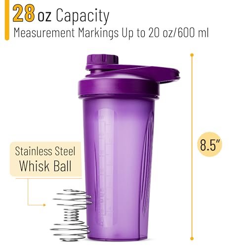 Mr. Pen Shakerflasche für Proteinshakes mit Drehverschluss, 28 oz, lila Protein-Shaker-Flasche mit Drahtschneeball, Mixerflasche