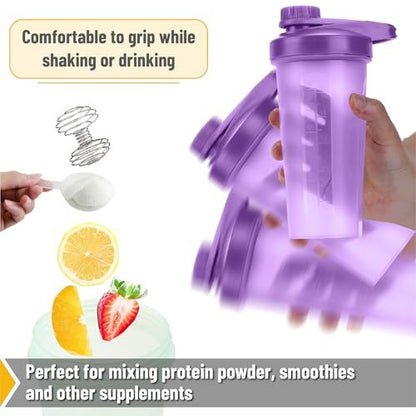 Mr. Pen Shakerflasche für Proteinshakes mit Drehverschluss, 28 oz, lila Protein-Shaker-Flasche mit Drahtschneeball, Mixerflasche