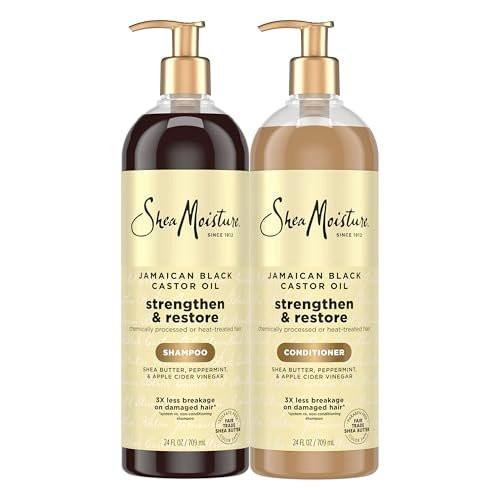 SheaMoisture Stärken & Reparieren Shampoo und Conditioner Bundle mit Jamaican Black Castor Oil 2er-Pack zur Reinigung & Pflege von trockenem, geschädigtem Haar, 24 oz