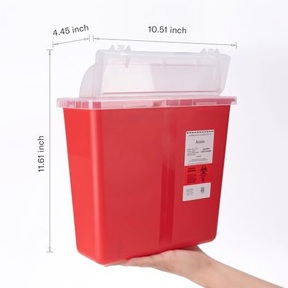 Alcedo Sharps Behälter für den Haushalt und professionellen Gebrauch, 5 Quart (1 Packung), Biohazard Nadel- und Spritzenentsorgung, Briefkasten-ähnlicher Deckel, medizinische Qualität