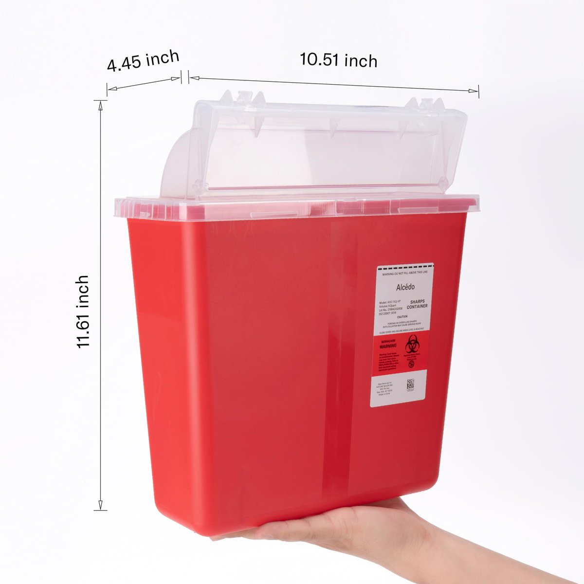 Alcedo Sharps Behälter für den Haushalt und professionellen Gebrauch, 5 Quart (1 Packung), Biohazard Nadel- und Spritzenentsorgung, Briefkasten-ähnlicher Deckel, medizinische Qualität