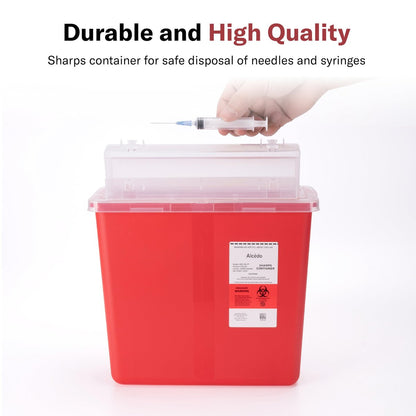 Alcedo Sharps Behälter für den Haushalt und professionellen Gebrauch, 5 Quart (1 Packung), Biohazard Nadel- und Spritzenentsorgung, Briefkasten-ähnlicher Deckel, medizinische Qualität