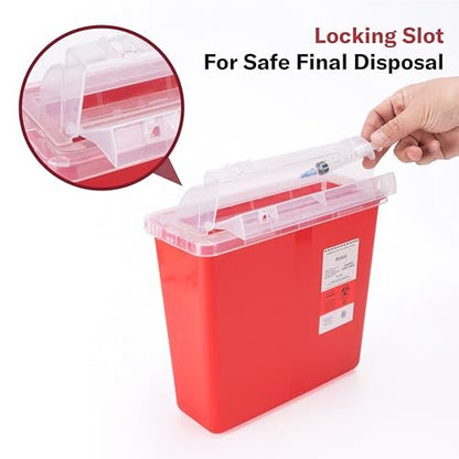 Alcedo Sharps Behälter für den Haushalt und professionellen Gebrauch, 5 Quart (1 Packung), Biohazard Nadel- und Spritzenentsorgung, Briefkasten-ähnlicher Deckel, medizinische Qualität