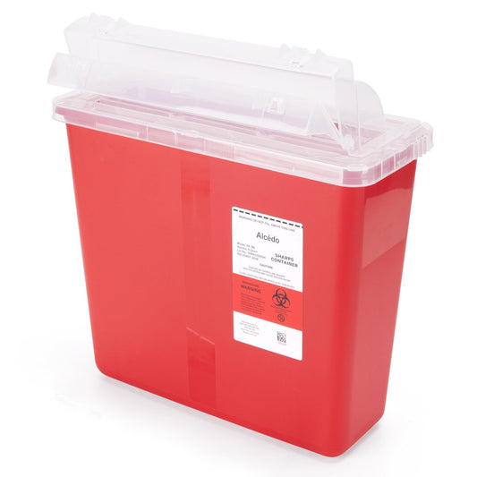Alcedo Sharps Behälter für den Haushalt und professionellen Gebrauch, 5 Quart (1 Packung), Biohazard Nadel- und Spritzenentsorgung, Briefkasten-ähnlicher Deckel, medizinische Qualität