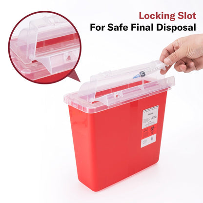 Alcedo Sharps Behälter für den Haushalt und professionellen Gebrauch, 5 Quart (1 Packung), Biohazard Nadel- und Spritzenentsorgung, Briefkasten-ähnlicher Deckel, medizinische Qualität