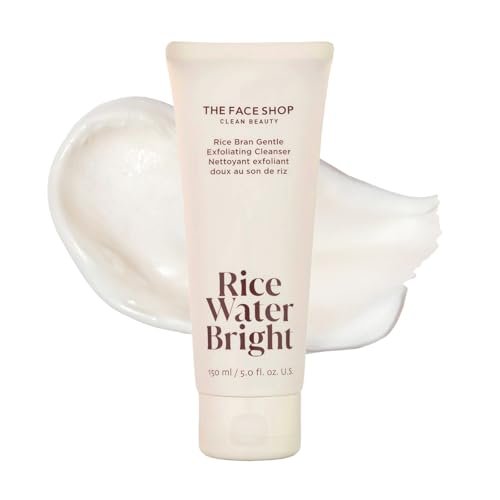 The Face Shop Rice Water Bright Rice Bran Sanftes Peeling-Reinigungsmittel – Feuchtigkeitsspendender & aufhellender Gesichtsreiniger – Veganes Peeling-Gesichtswasser & Gesichtspeeling – Koreanische Hautpflege