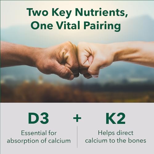 PlantFusion Organisches Veganes Vitamin D3 + K2 5.000 IE, 50 µg – Vitamin D aus pflanzlicher Flechte und Vitamin K2 für Immununterstützung und Knochengesundheit – 60 Kapseln