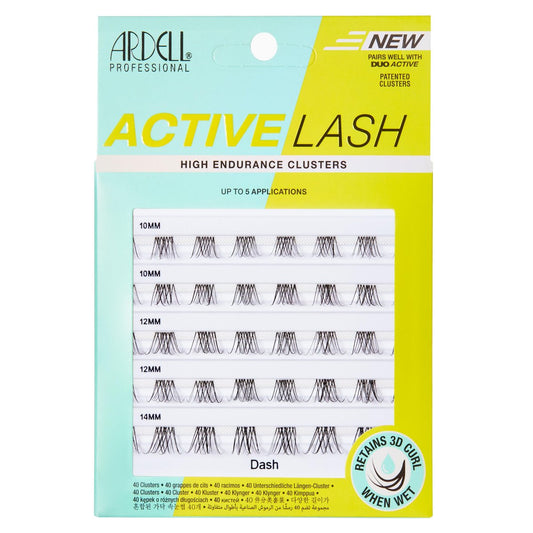 Ardell Active Lash Clusters Dash – Wasserdichte DIY Wimpernverlängerung, Mehrfachlängen, Wiederverwendbare Fake Lashes, 40 Stück