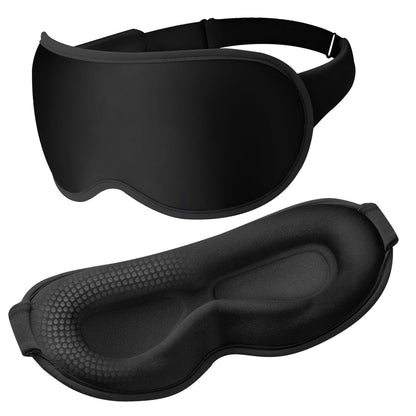 Gewichtete 3D-Schlafmaske für Männer & Frauen: Null-Druck-Augenabdeckung, verstellbares Band, atmungsaktiver Stoff – Ideal für Reisen, Meditation & Yoga – Tiefschwarz
