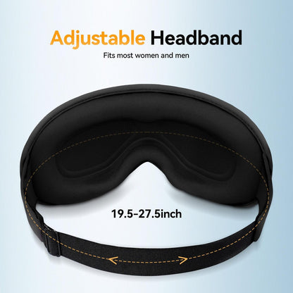 Gewichtete 3D-Schlafmaske für Männer & Frauen: Null-Druck-Augenabdeckung, verstellbares Band, atmungsaktiver Stoff – Ideal für Reisen, Meditation & Yoga – Tiefschwarz