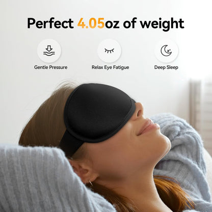 Gewichtete 3D-Schlafmaske für Männer & Frauen: Null-Druck-Augenabdeckung, verstellbares Band, atmungsaktiver Stoff – Ideal für Reisen, Meditation & Yoga – Tiefschwarz