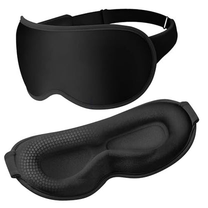 Gewichtete 3D-Schlafmaske für Männer & Frauen: Null-Druck-Augenabdeckung, verstellbares Band, atmungsaktiver Stoff – Ideal für Reisen, Meditation & Yoga – Tiefschwarz
