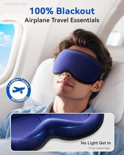 Gewichtete Schlafmaske mit 3D-Kontur – Null Augendruck, Wimpernfreundlich, Verstellbarer Schieberiegel – Perfekt für Frühlingsferien & Strandurlaub (Navy Blue)