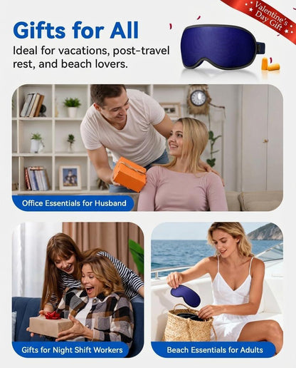 Gewichtete Schlafmaske mit 3D-Kontur – Null Augendruck, Wimpernfreundlich, Verstellbarer Schieberiegel – Perfekt für Frühlingsferien & Strandurlaub (Navy Blue)