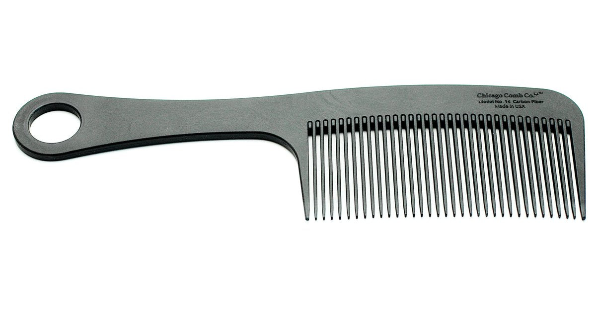 Chicago Comb Modell 14 Carbon Fiber – Antistatischer Styling- und Duschkamm aus den USA, 21 cm