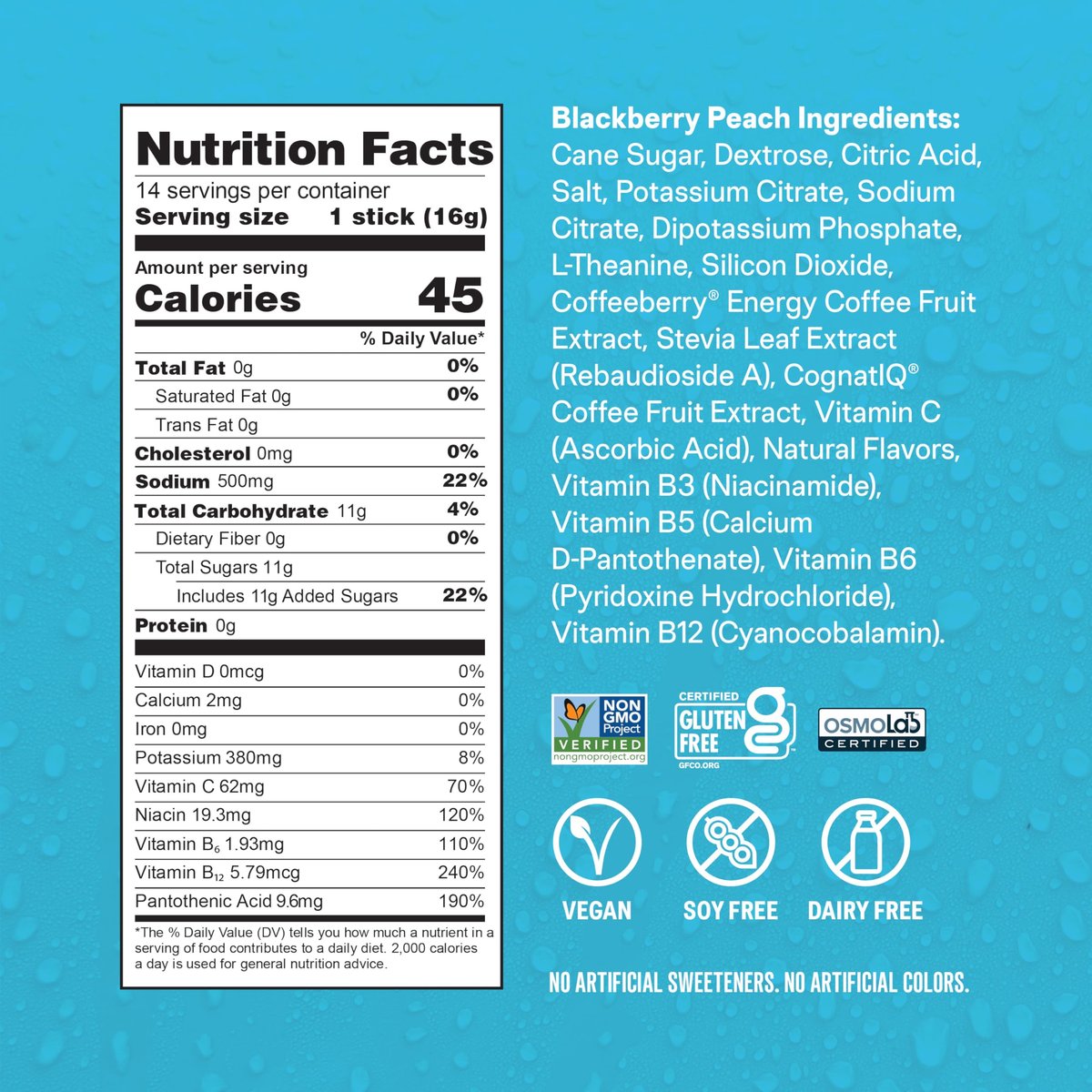 Liquid I.V.® Hydration Multiplier +Energy – Blackberry | Peach – Elektrolyt-Pulvergetränk – 1 Packung (14 Portionen)