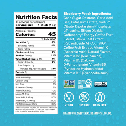 Liquid I.V.® Hydration Multiplier +Energy – Blackberry | Peach – Elektrolyt-Pulvergetränk – 1 Packung (14 Portionen)